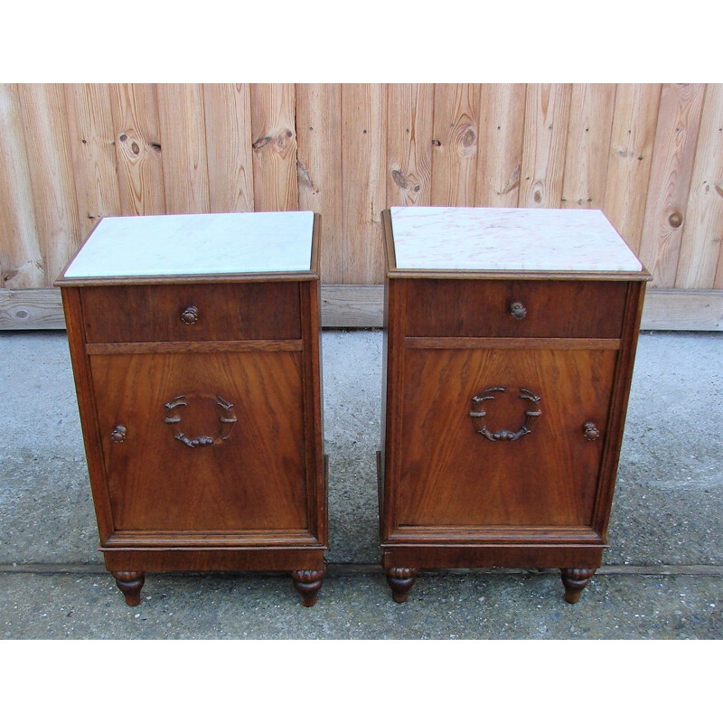 Pair of vintage oakwood night stands