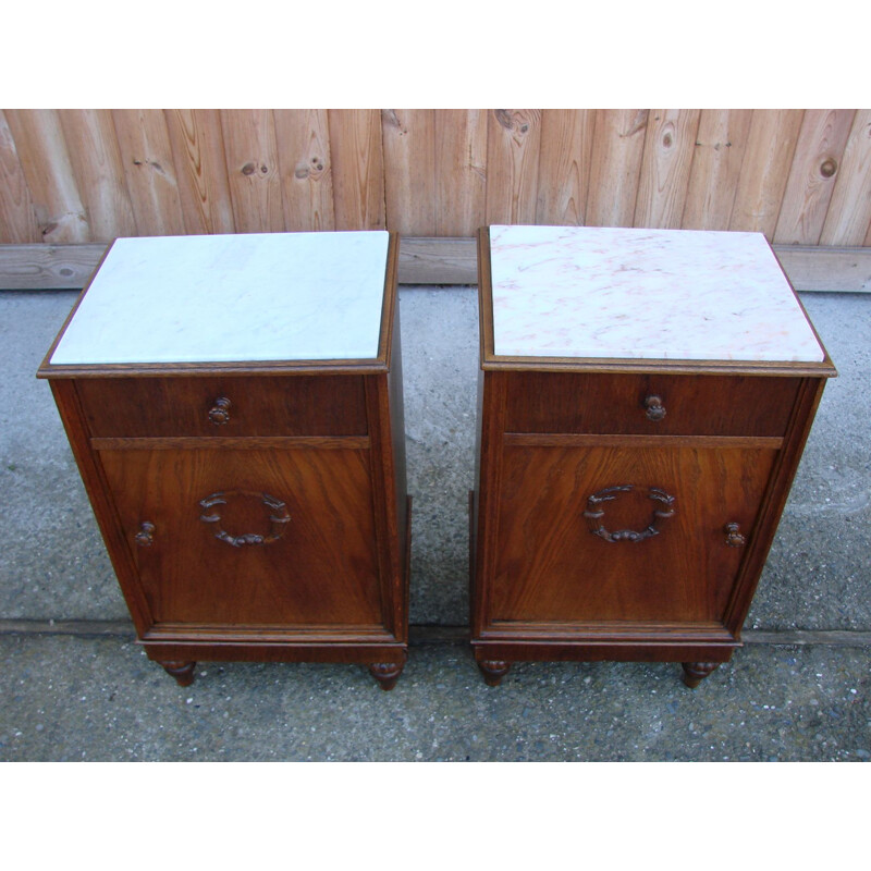 Pair of vintage oakwood night stands