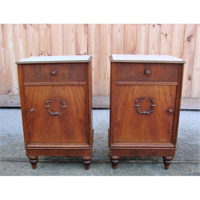 Pair of vintage oakwood night stands