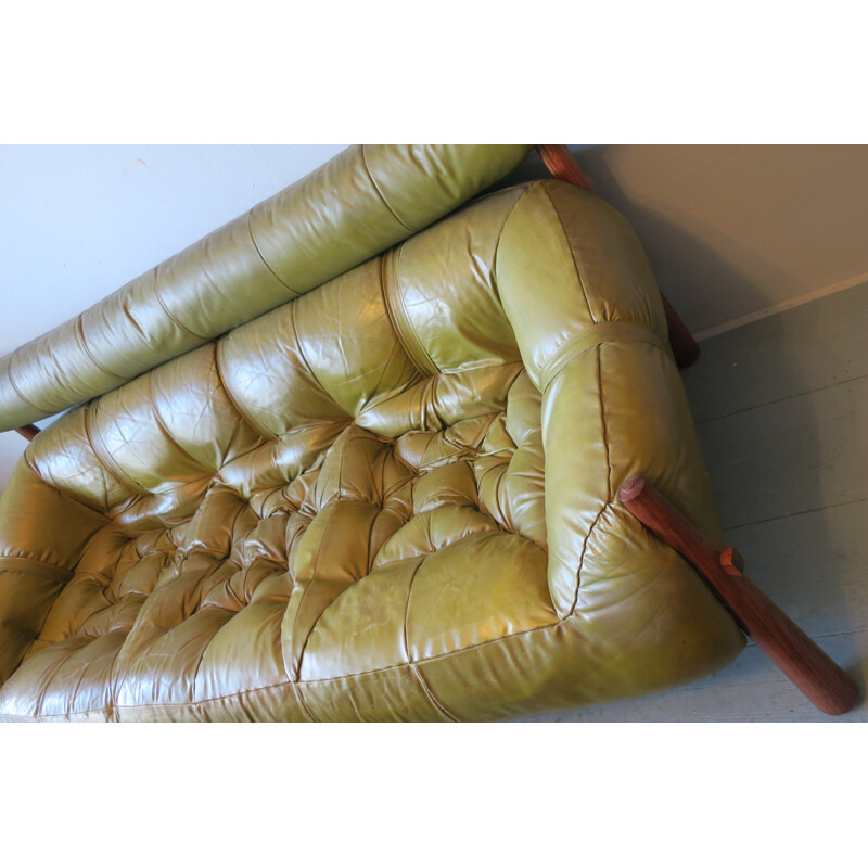 3-Seater sofa in rosewood and leather, Percival LAFER - 1974