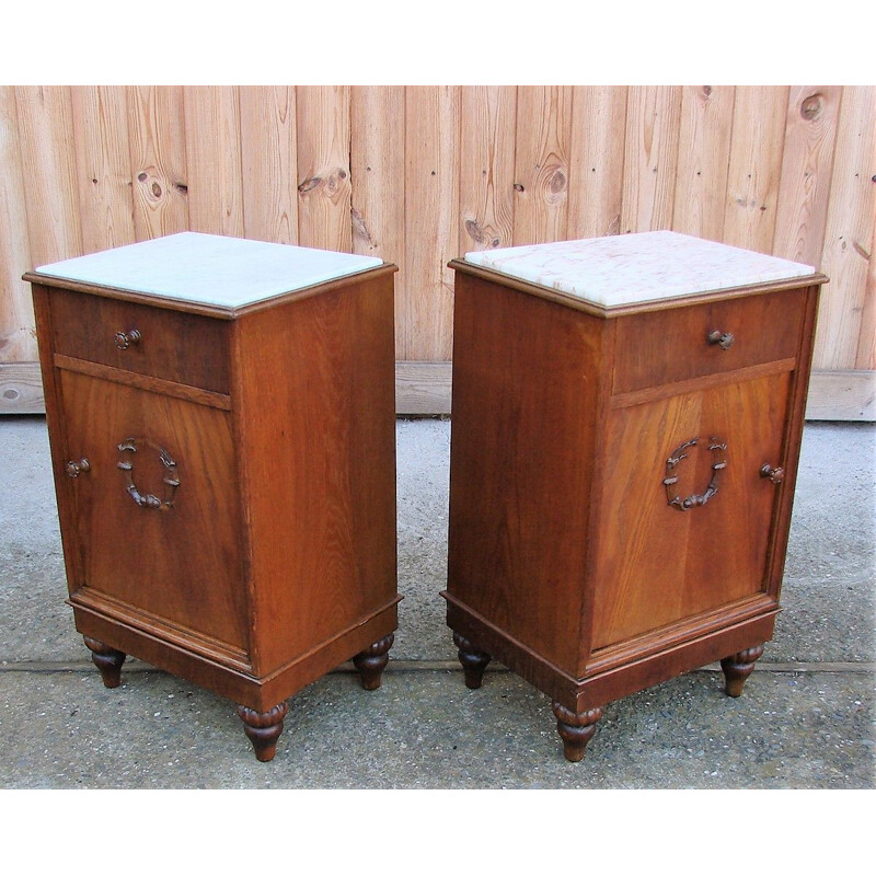 Pair of vintage oakwood night stands