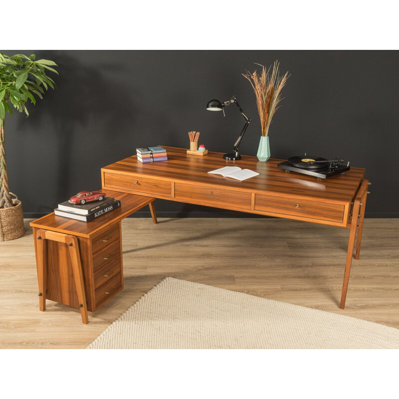 Vintage walnut desk, Germany 1960s