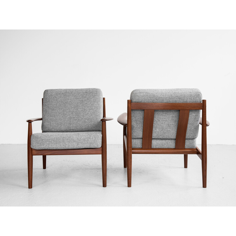 Pair of mid century Danish armchairs in teak by Grete Jalk for France & Søn, 1960s