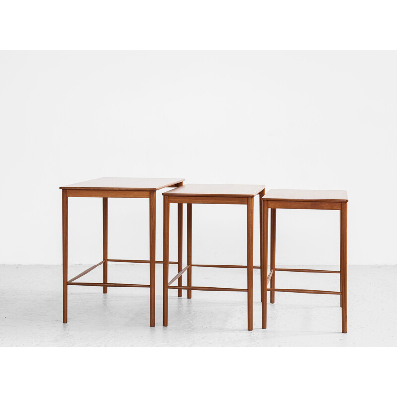 Mid century Danish nesting tables in teak by Kai Winding for Poul Jeppesen, 1960s