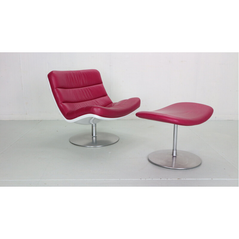 Fauteuil pivotant et ottoman vintage de Geoffrey Harcourt pour Artifort, 1968