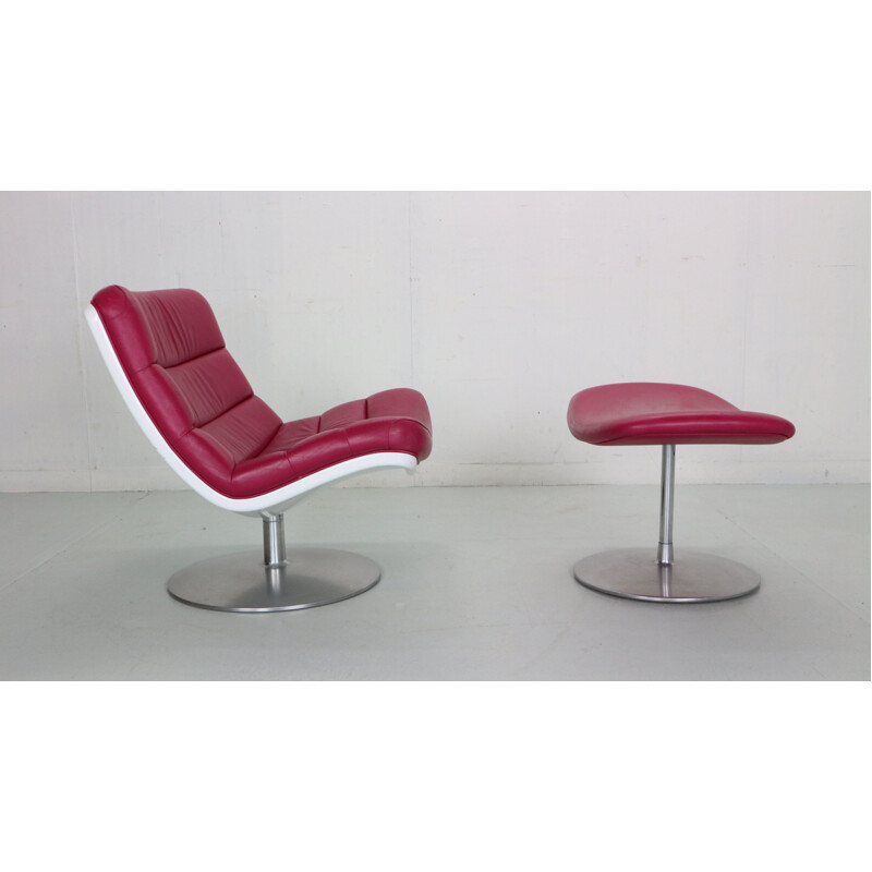 Fauteuil pivotant et ottoman vintage de Geoffrey Harcourt pour Artifort, 1968