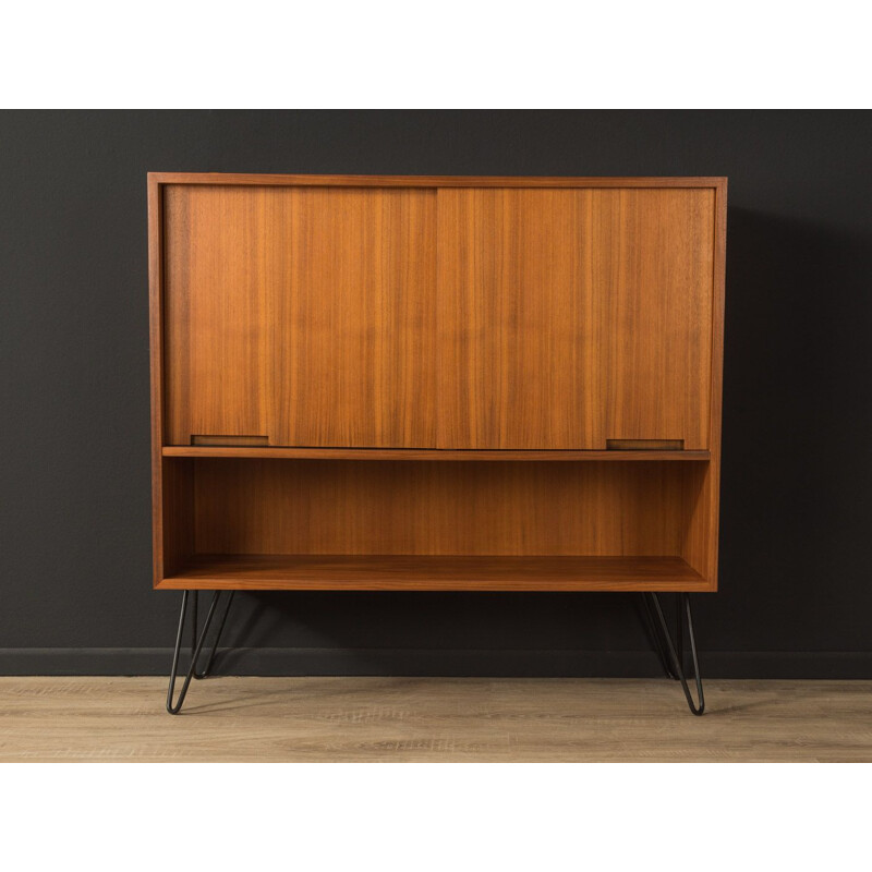Vintage walnut chest of drawers with two sliding doors, Germany 1960s