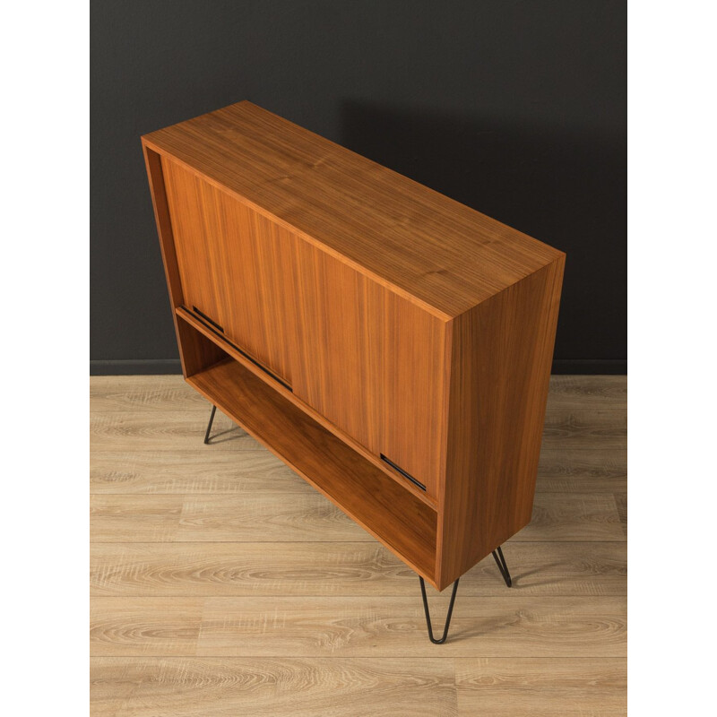 Vintage walnut chest of drawers with two sliding doors, Germany 1960s