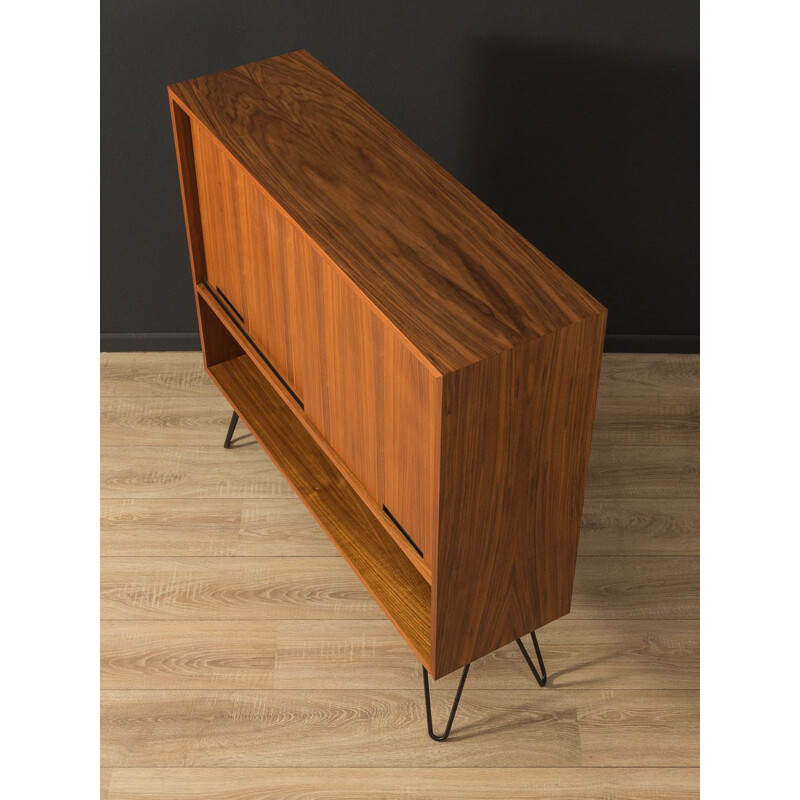 Vintage walnut chest of drawers with two sliding doors, Germany 1960s