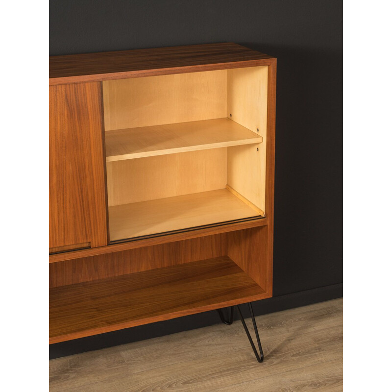 Vintage walnut chest of drawers with two sliding doors, Germany 1960s