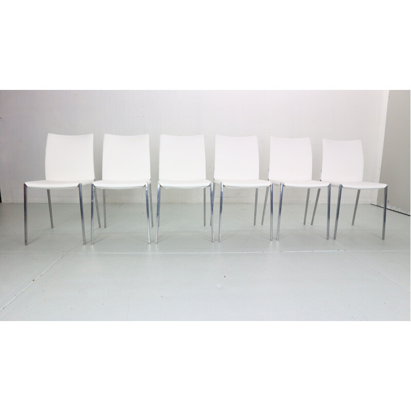 Set of 6 vintage white dinning chairs by Roberto Barbieri for Zanotta, 1999