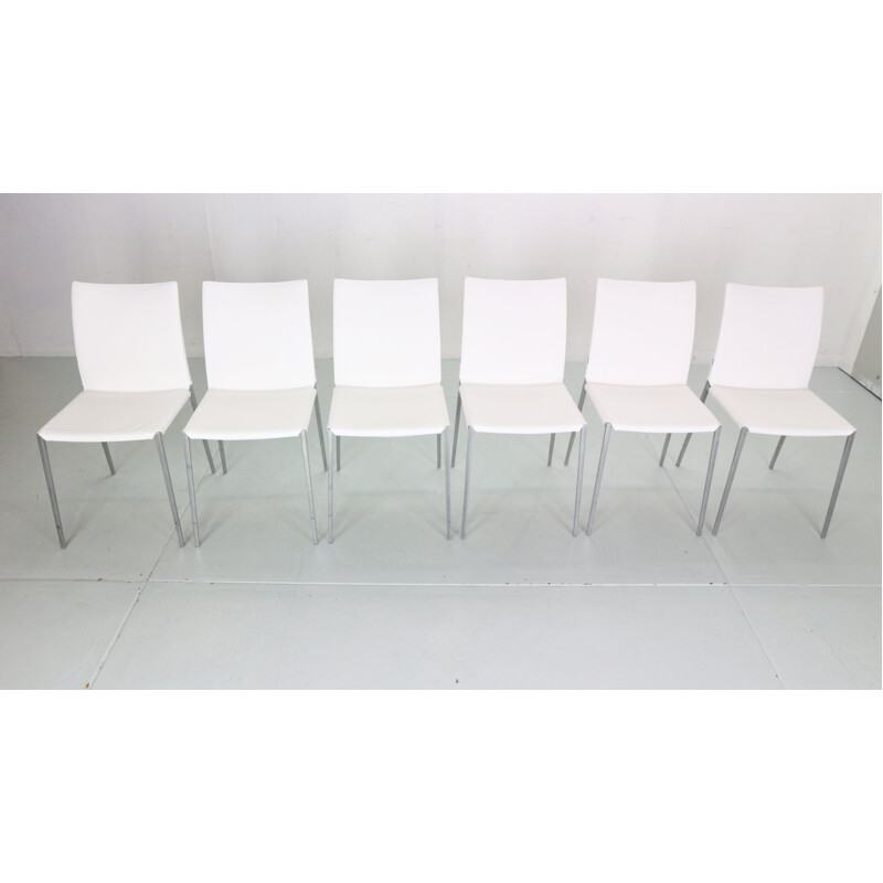Ensemble de 6 chaises blanches vintage par Roberto Barbieri pour Zanotta, 1999