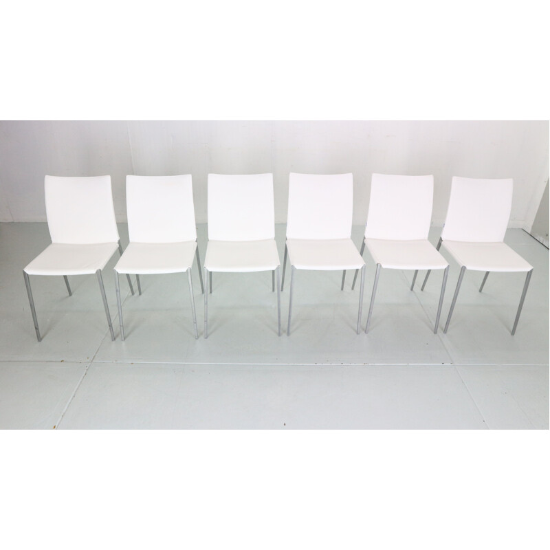 Set of 6 vintage white dinning chairs by Roberto Barbieri for Zanotta, 1999