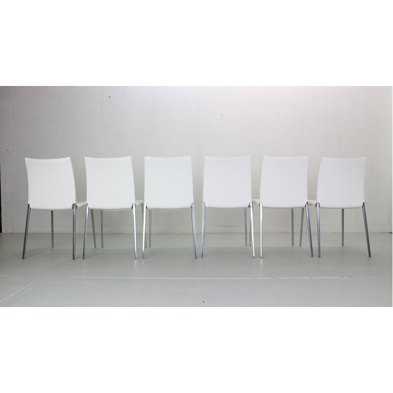 Set van 6 vintage witte stoelen van Roberto Barbieri voor Zanotta, 1999