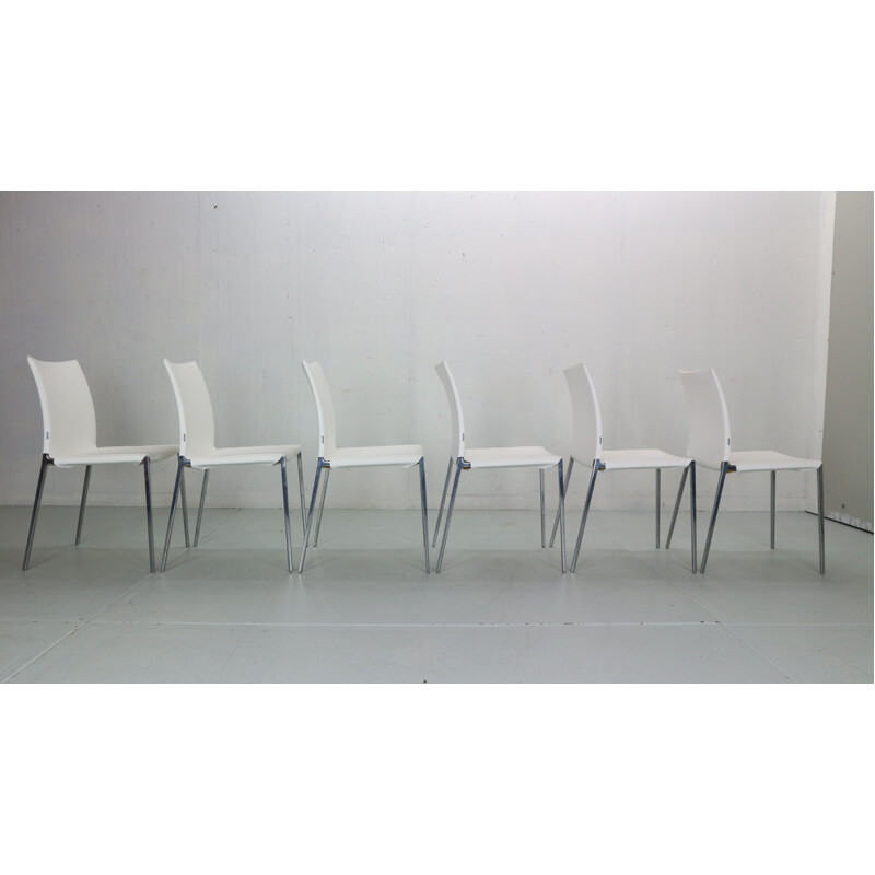 Set of 6 vintage white dinning chairs by Roberto Barbieri for Zanotta, 1999