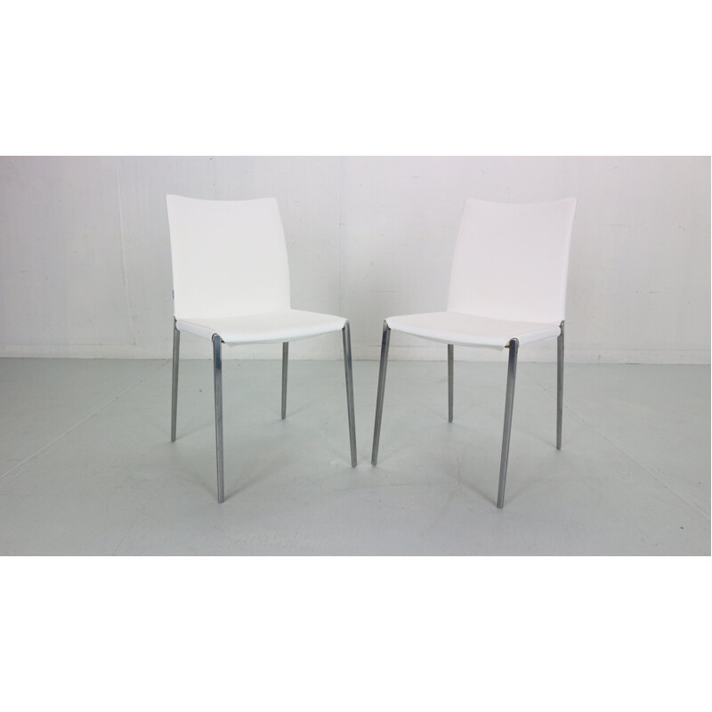 Set of 6 vintage white dinning chairs by Roberto Barbieri for Zanotta, 1999