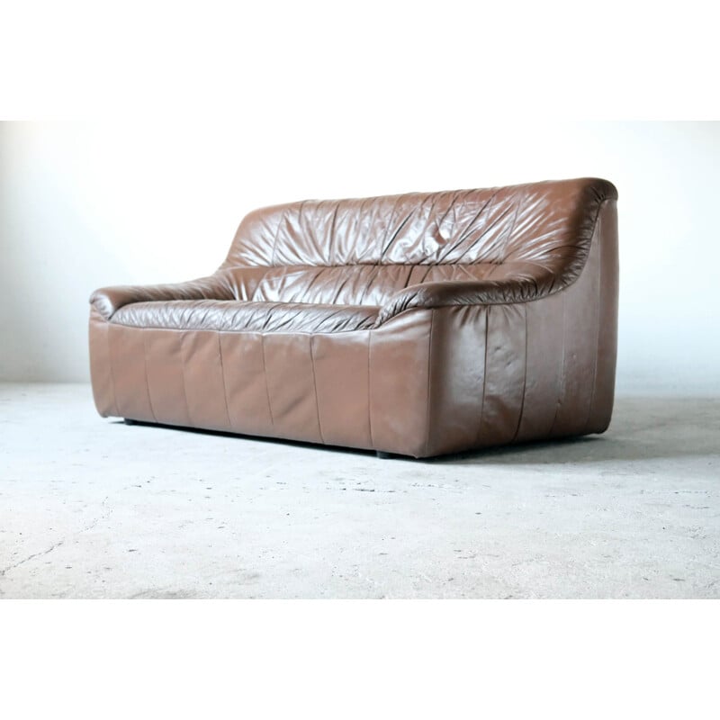 Vintage Italian leather sofa 2 seat, 1970s