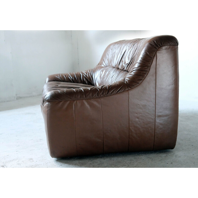 Vintage Italian leather sofa 2 seat, 1970s