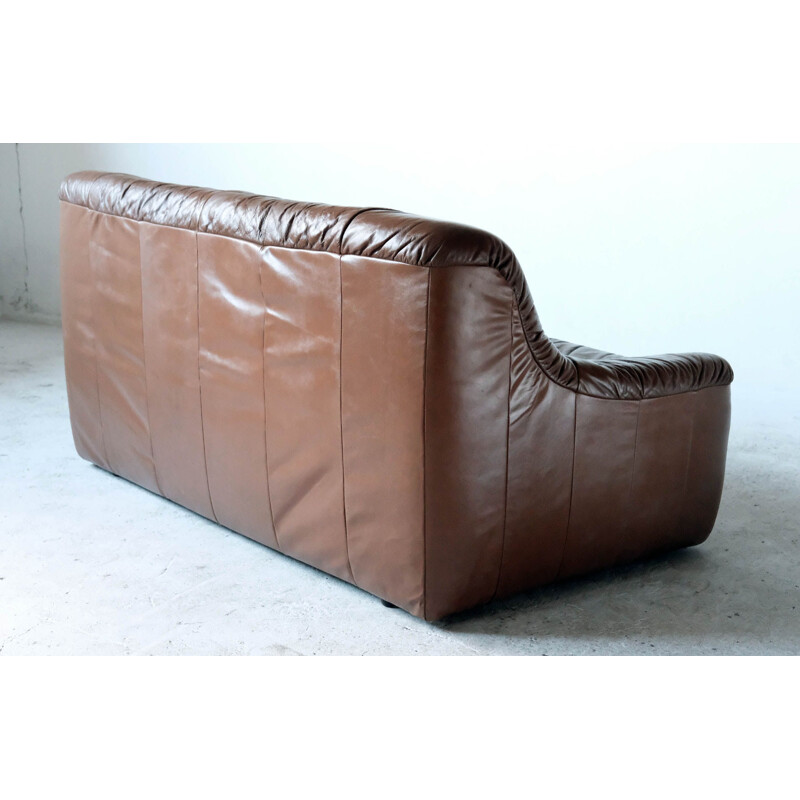 Vintage Italian leather sofa 2 seat, 1970s