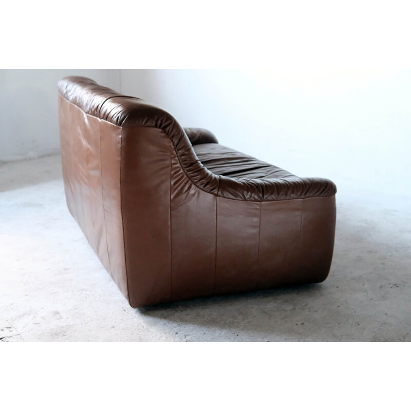 Vintage Italian leather sofa 2 seat, 1970s