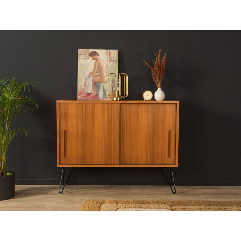 Vintage walnut sideboard with two sliding doors, Germany 1950s