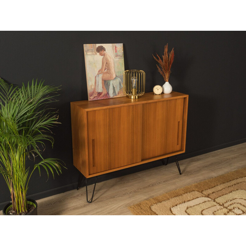 Vintage walnut sideboard with two sliding doors, Germany 1950s