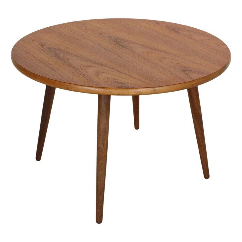 Scandinavian vintage teak round coffee table, Denmark 1960s