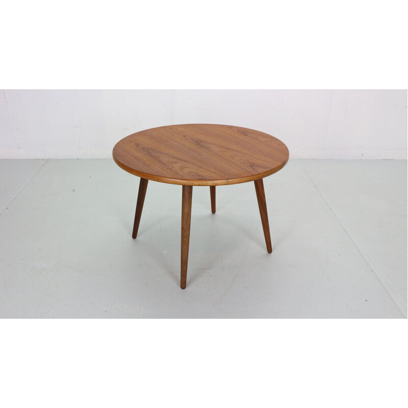 Scandinavian vintage teak round coffee table, Denmark 1960s