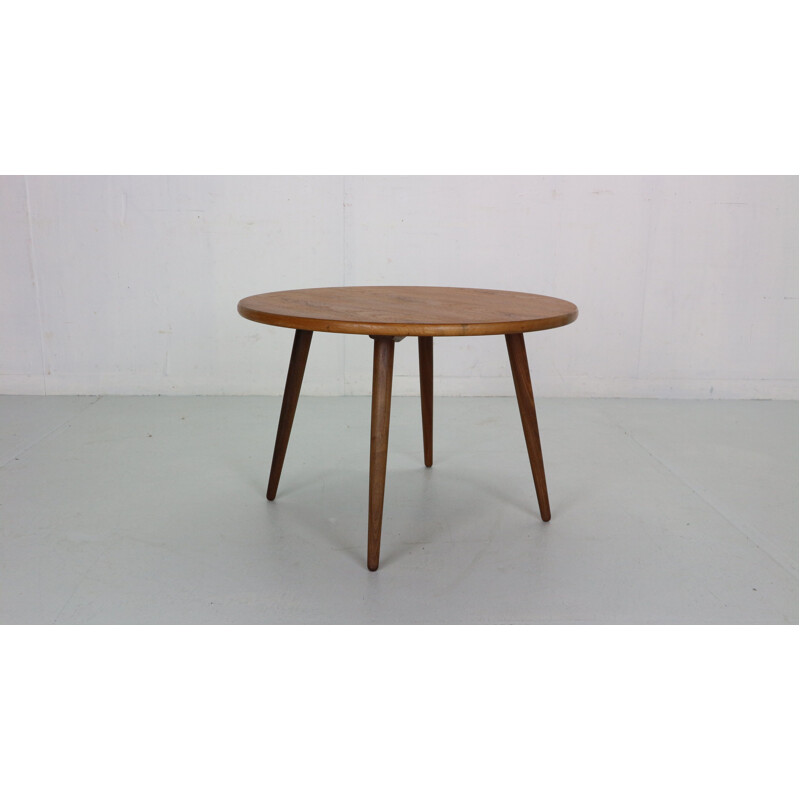 Scandinavian vintage teak round coffee table, Denmark 1960s