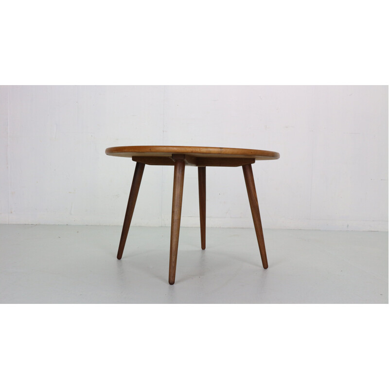 Scandinavian vintage teak round coffee table, Denmark 1960s