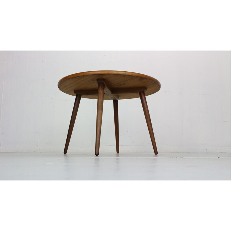 Scandinavian vintage teak round coffee table, Denmark 1960s