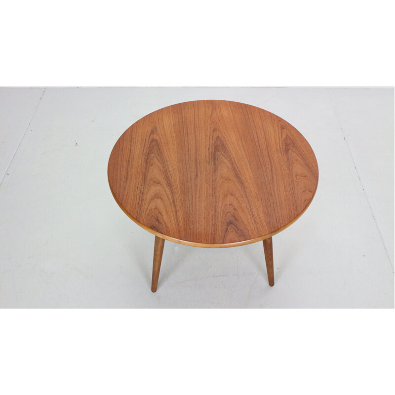 Scandinavian vintage teak round coffee table, Denmark 1960s