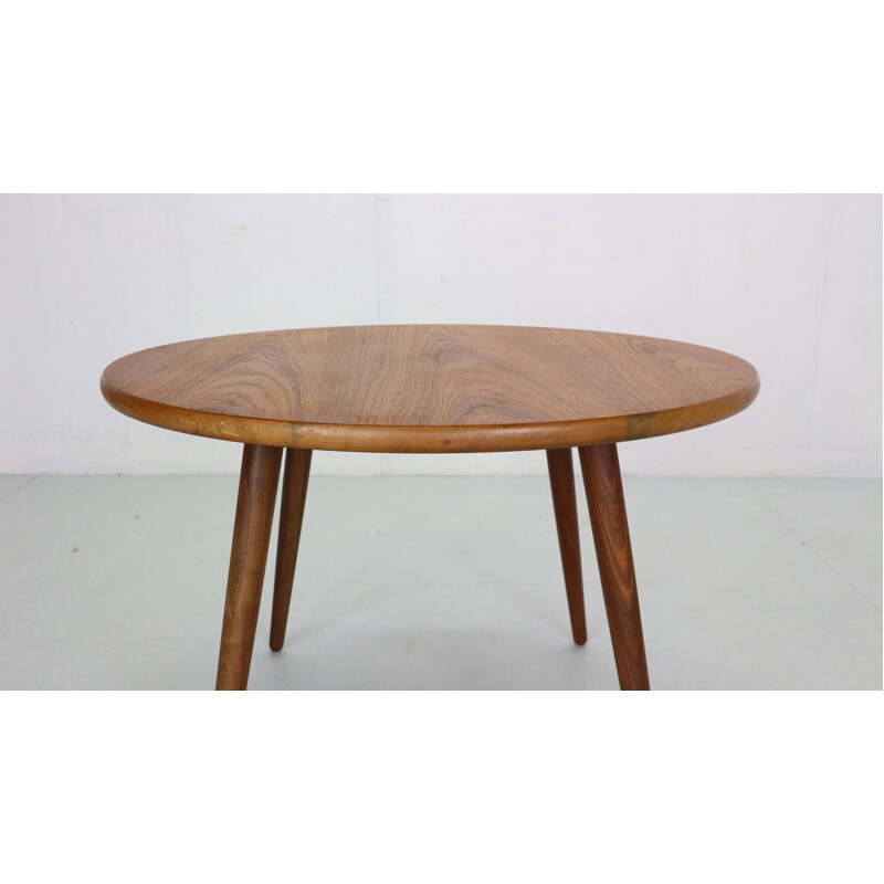 Scandinavian vintage teak round coffee table, Denmark 1960s