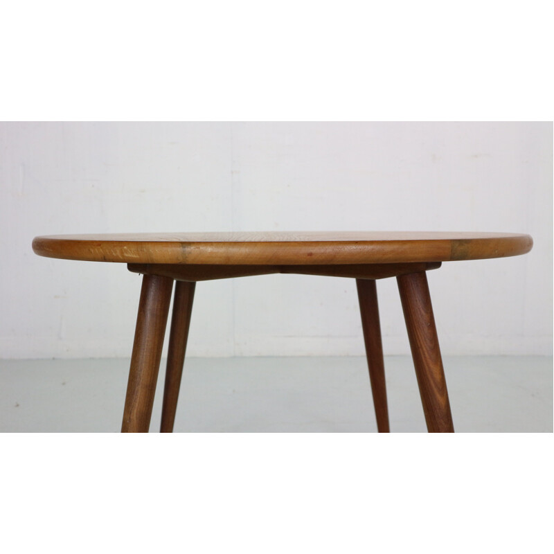 Scandinavian vintage teak round coffee table, Denmark 1960s