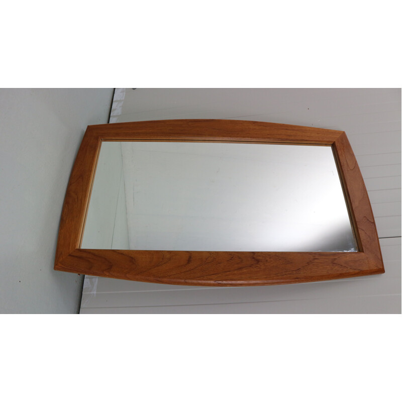 Scandinavian oval teak wall mirror with bevelled edges, Denmark 1960