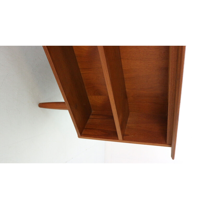 Scandinavian vintage teak desk with backside book shelving, Denmark 1960