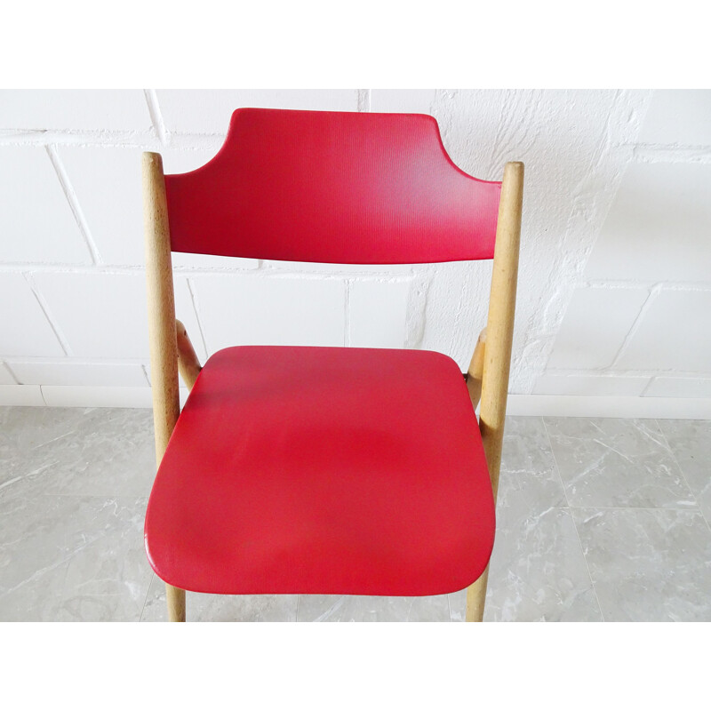 Paire de chaises pliantes rouges vintage par Egon Eiermann pour Wiede, 1952