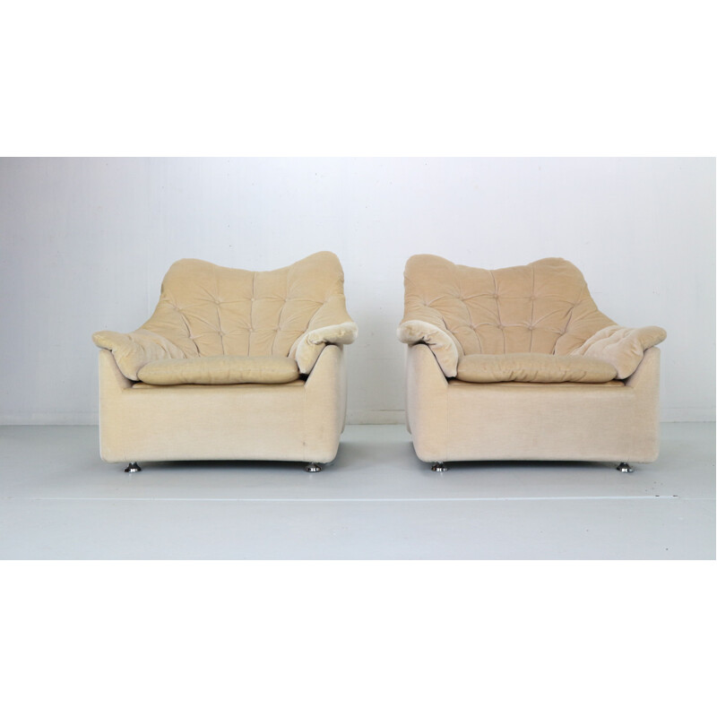 Pair of vintage Art Deco armchairs in mohair, Germany 1950s