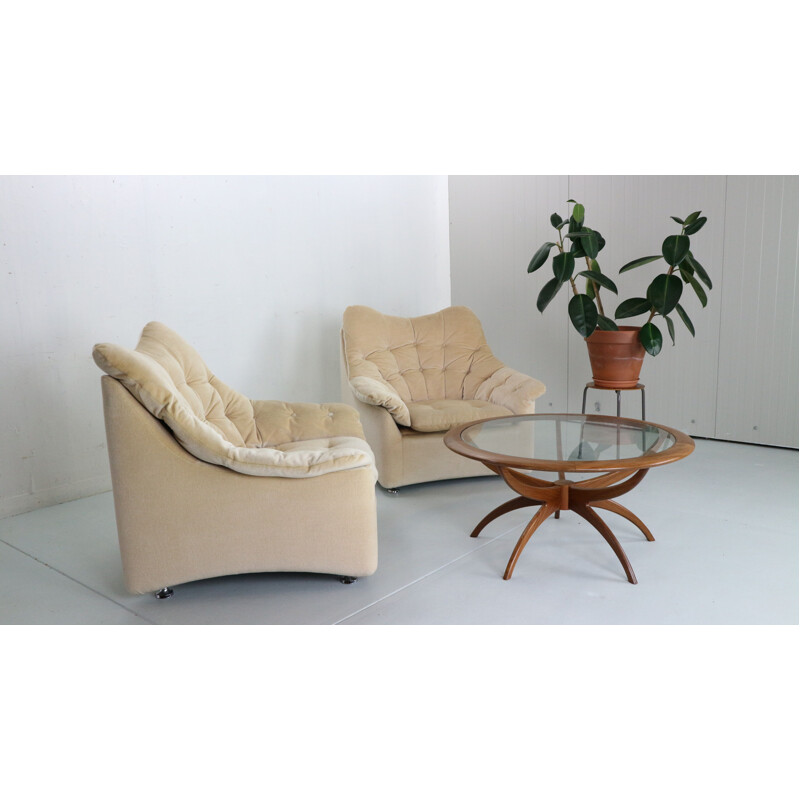 Pair of vintage Art Deco armchairs in mohair, Germany 1950s