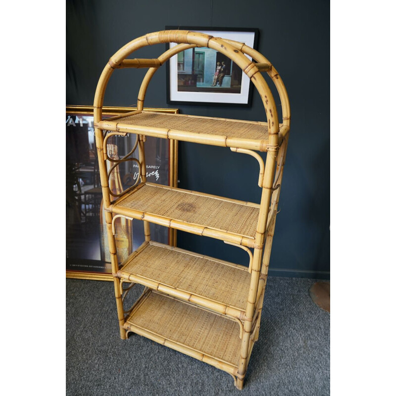 Vintage bamboo and bentwood shelf, 1970