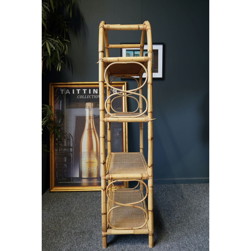 Vintage bamboo and bentwood shelf, 1970