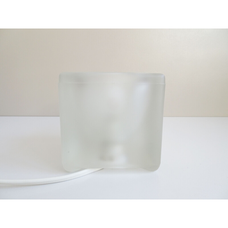 Glass vintage cube table lamp by Peill & Putzler, 1970s