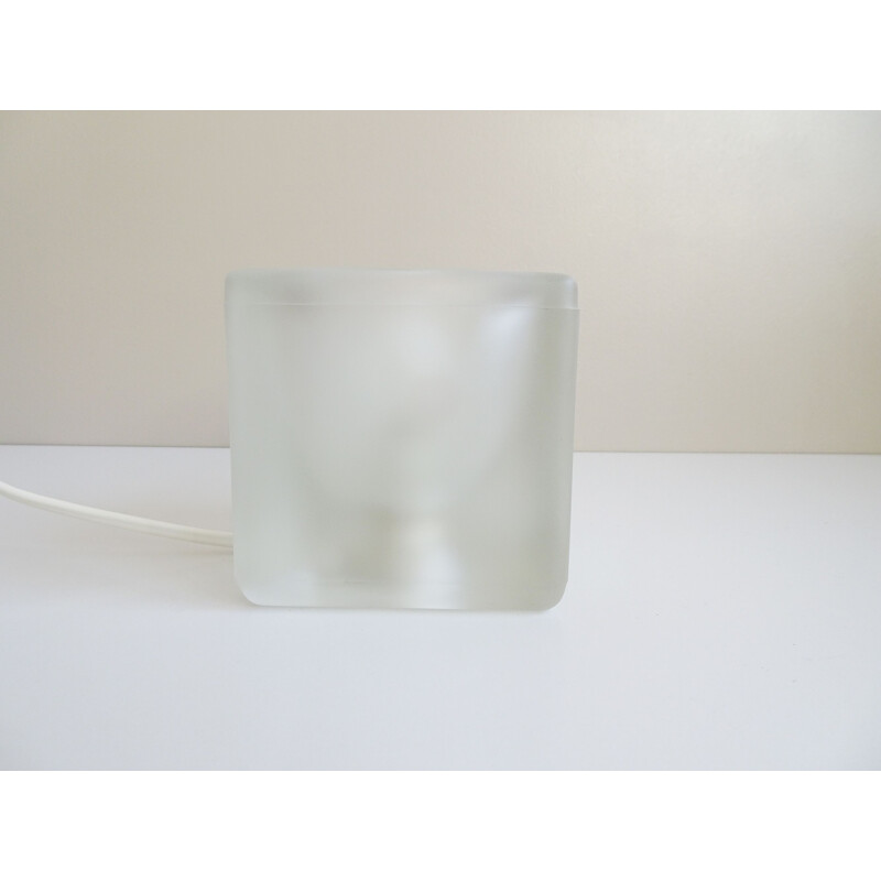 Glass vintage cube table lamp by Peill & Putzler, 1970s