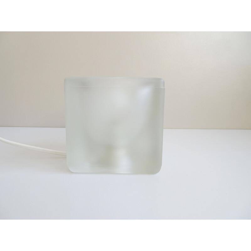 Lampe de table cube vintage en verre de Peill & Putzler, 1970