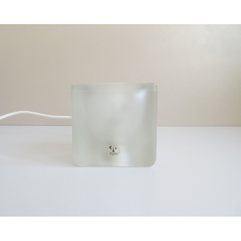 Glass vintage cube table lamp by Peill & Putzler, 1970s