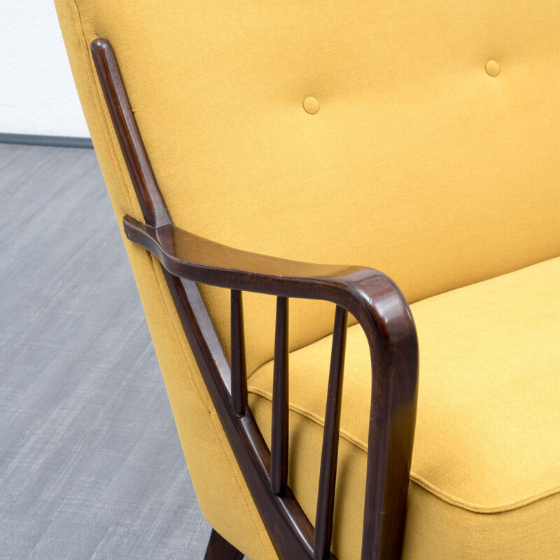 Two seater reupholstered yellow sofa - 1950s