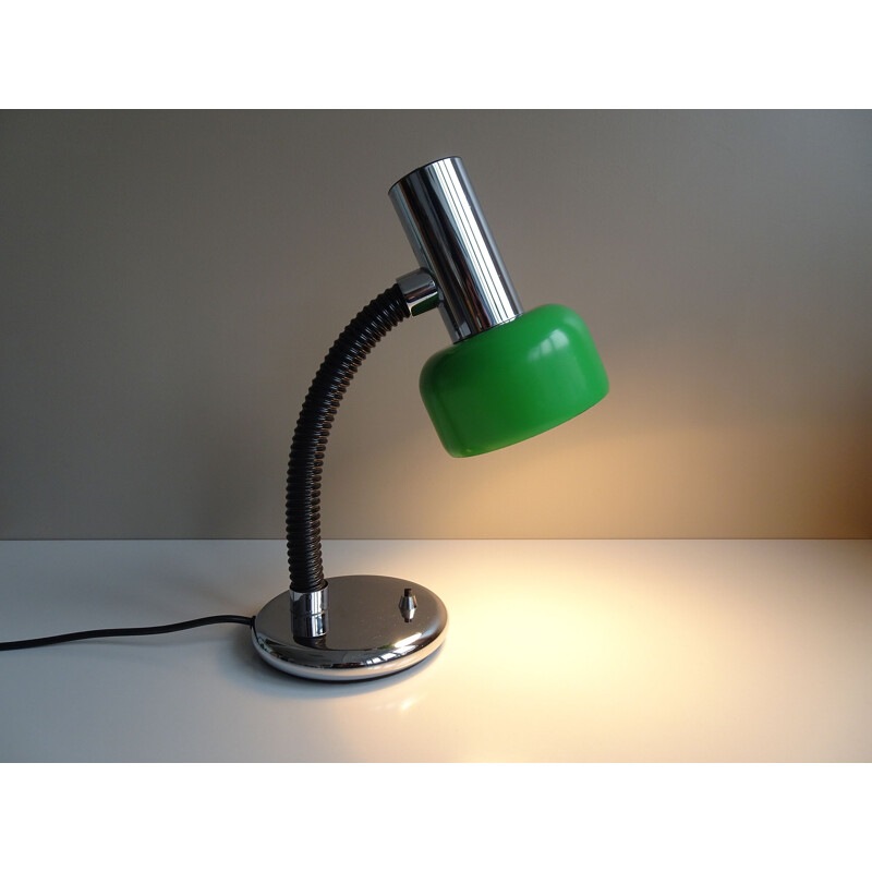 Vintage groene metalen bureaulamp van Hillebrand, 1970