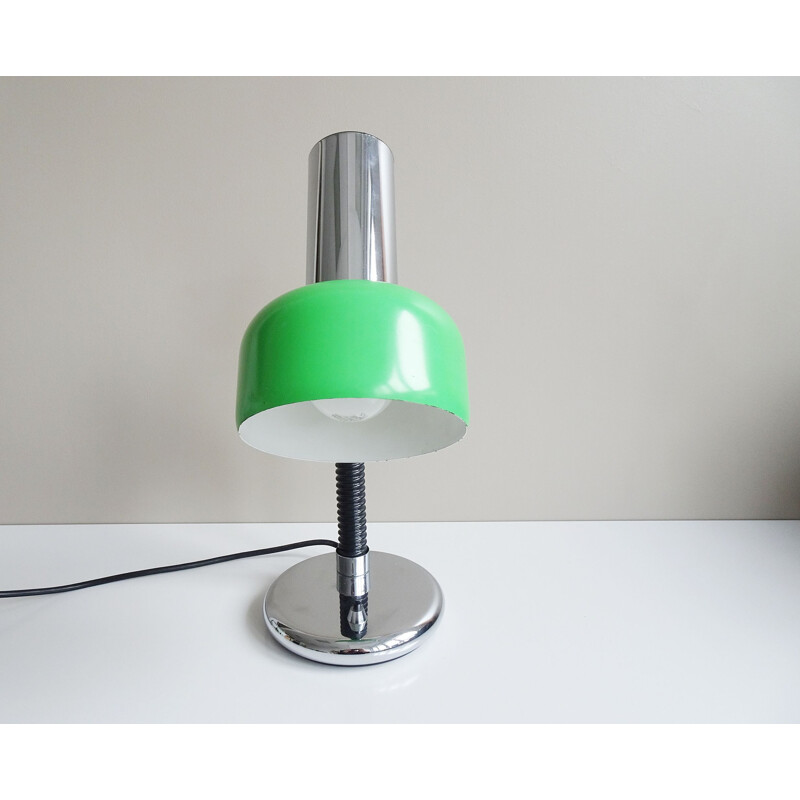 Lampada da tavolo vintage in metallo verde di Hillebrand, 1970