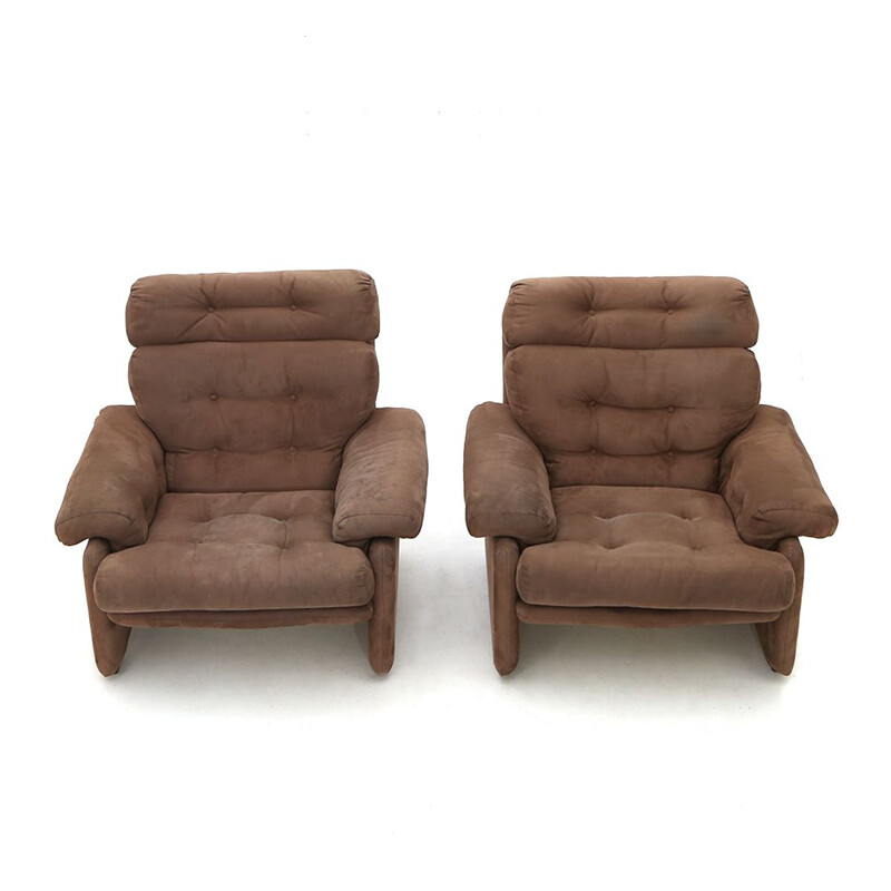 Pair of vintage metal upholstered armchairs "Coronado" by Tobia Scarpa for B.B, 1960