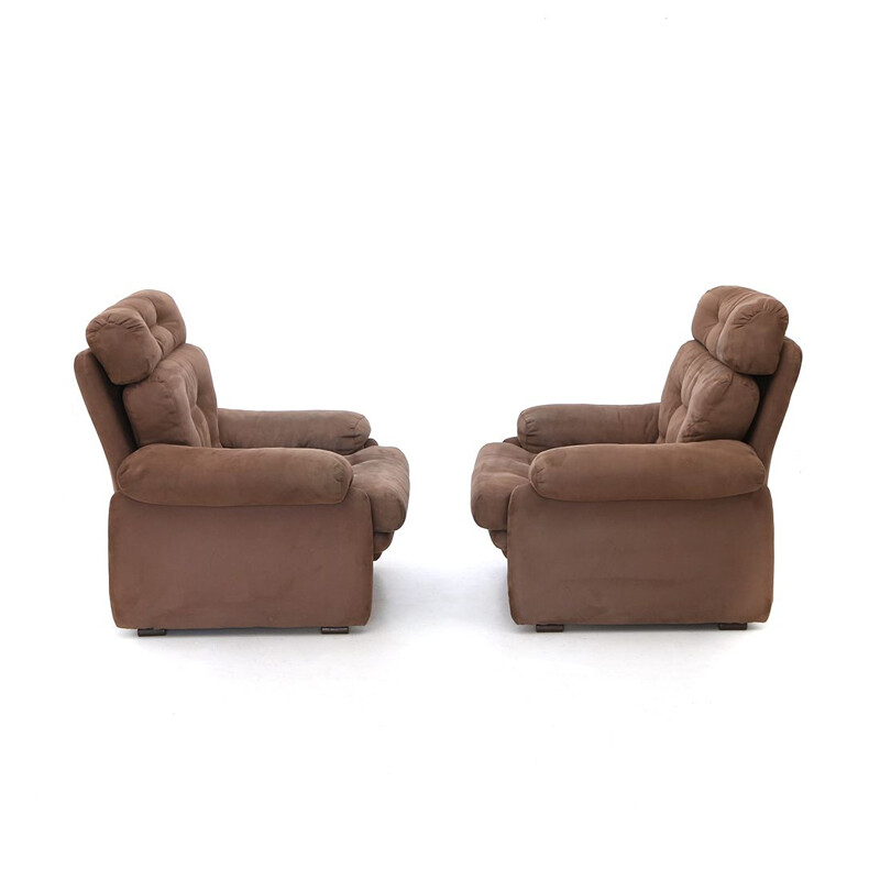 Pair of vintage metal upholstered armchairs "Coronado" by Tobia Scarpa for B.B, 1960
